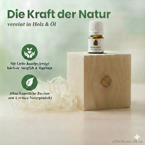 Zirbenholz Würfel-Set - 10 ml naturreines ätherisches Zirbenöl + Zirbenspäne